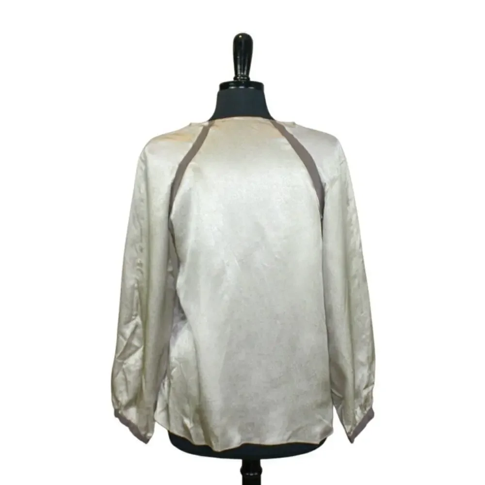 Geren Ford Silk Blouse Top Silver Purple Minimalist Peasant Lagenlook